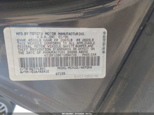 Aukcja sprzedaży 1996 Toyota Avalon Xl/xls, vin: 4T1BF12B8TU094715, numer aukcji: 45629981