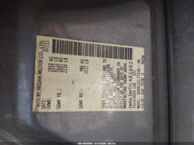 1N4AL3AP7FC481662 Nissan Altima 2.5 S