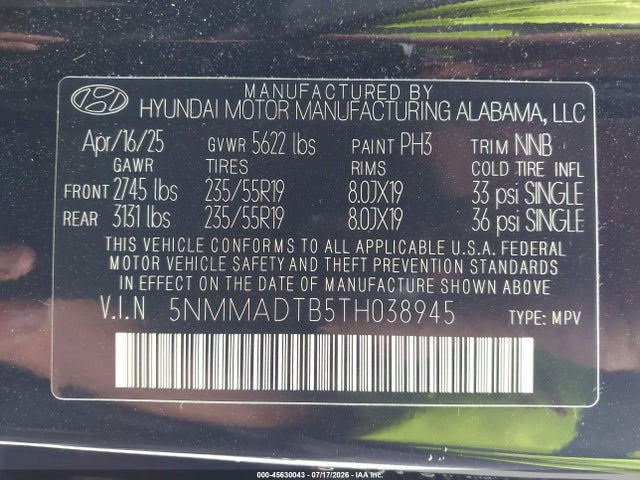 2026 Genesis Gv70 2.5t მანქანა იყიდება აუქციონზე, vin: 5NMMADTB5TH038945, აუქციონის ნომერი: 45630043