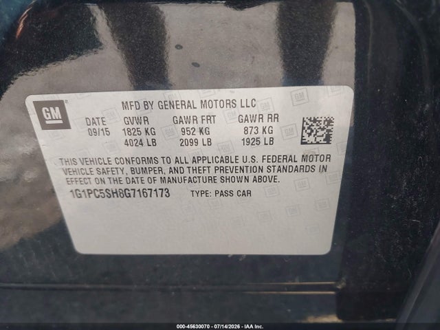 1G1PC5SH8G7167173 Chevrolet Cruze Limited Ls Auto