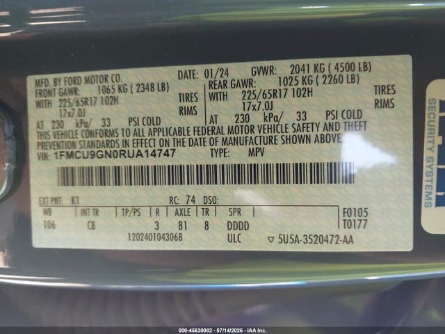 Ford Escape Active 2024 1FMCU9GN0RUA14747 Image 9