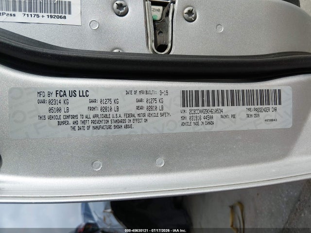 45630121 :رقم المزاد ، 2C3CCAAG5KH610534 vin ، 2019 Chrysler 300 Touring مزاد بيع