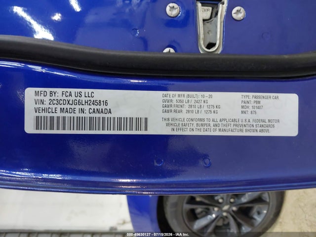 Продажа на аукционе авто 2020 Dodge Charger Sxt Awd, vin: 2C3CDXJG6LH245816, номер лота: 45630127