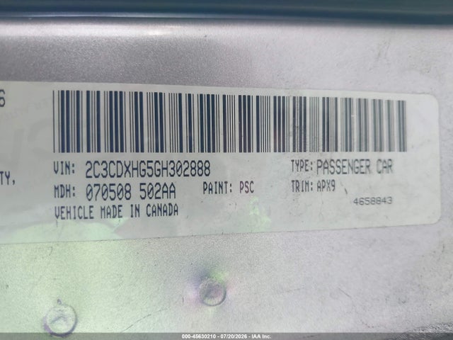 45630210 :رقم المزاد ، 2C3CDXHG5GH302888 vin ، 2016 Dodge Charger Sxt مزاد بيع
