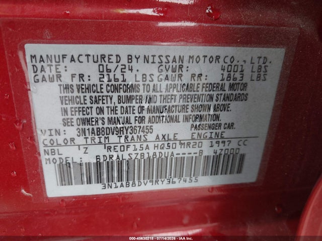 45630218 :رقم المزاد ، 3N1AB8DV9RY367455 vin ، 2024 Nissan Sentra Sr Xtronic Cvt مزاد بيع