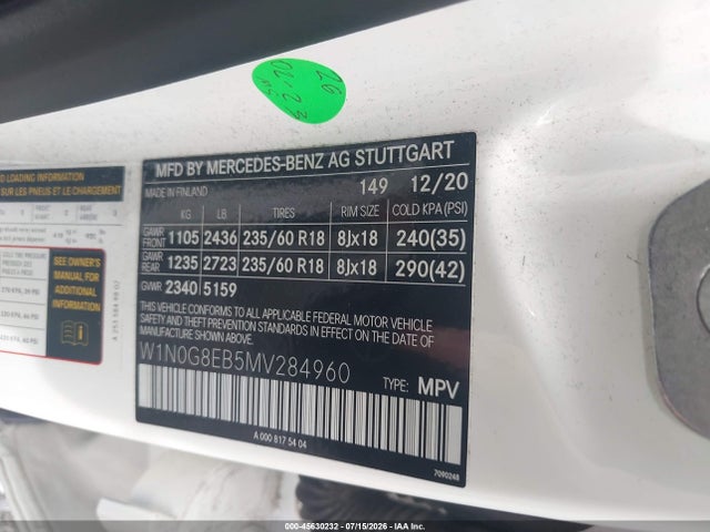 Aukcja sprzedaży 2021 Mercedes-benz Glc 300 4matic Suv, vin: W1N0G8EB5MV284960, numer aukcji: 45630232