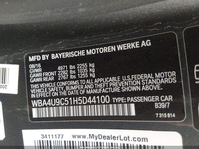 2017 Bmw 430i Xdrive მანქანა იყიდება აუქციონზე, vin: WBA4U9C51H5D44100, აუქციონის ნომერი: 45630254