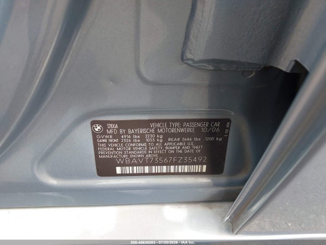 Продаж на аукціоні авто 2007 Bmw 328xi, vin: WBAVT73567FZ35492, номер лоту: 45630283