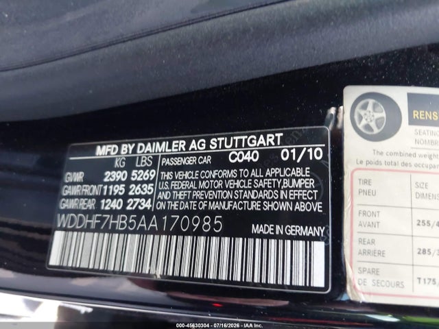 Продажа на аукционе авто 2010 Mercedes-benz E 63 Amg, vin: WDDHF7HB5AA170985, номер лота: 45630304