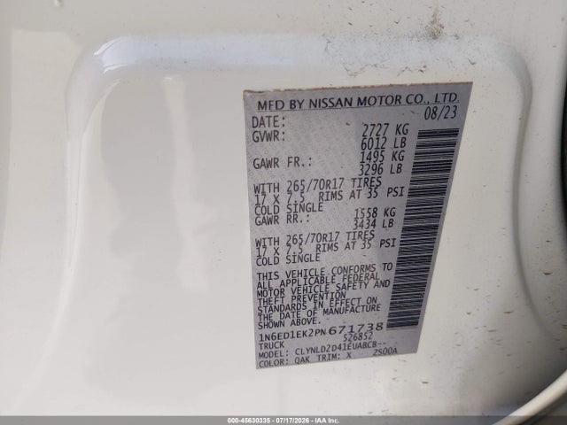 Nissan Frontier Pro-4x 4x4 2023 1N6ED1EK2PN671738 Image 9