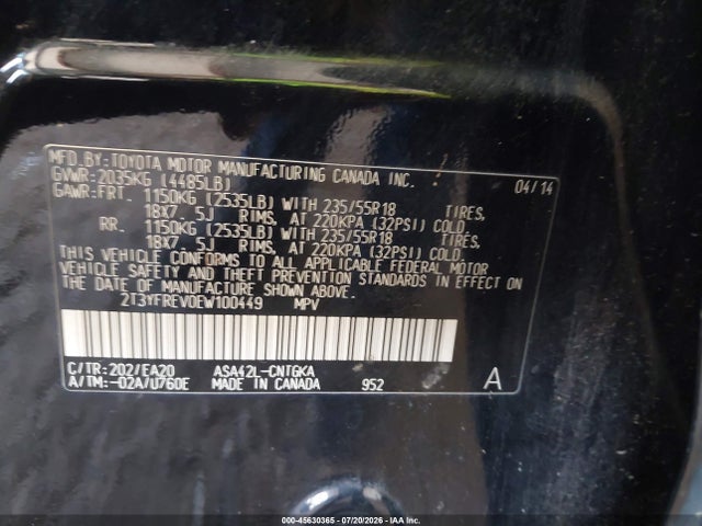 2T3YFREV0EW100449 Toyota Rav4 Limited