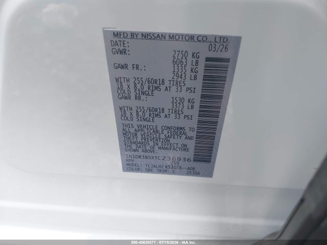 Nissan Pathfinder Sv 2026 5N1DR3BSXTC236936 Image 9