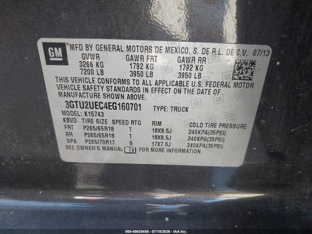 3GTU2UEC4EG160701 GMC Sierra 1500 Sle