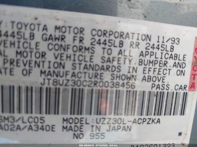 Продажа на аукционе авто 1994 Lexus Sc 400, vin: JT8UZ30C2R0038456, номер лота: 45630475