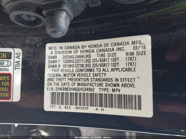 Honda CR-V SE 2016 2HKRM3H46GH534962 Image 9