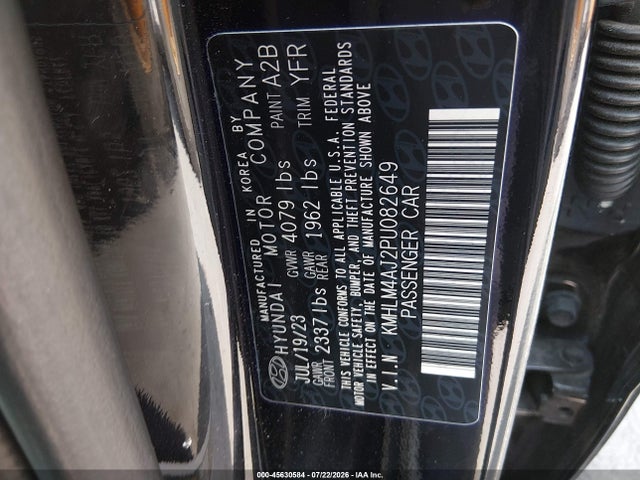 Продаж на аукціоні авто 2023 Hyundai Elantra Hybrid Blue, vin: KMHLM4AJ2PU082649, номер лоту: 45630584