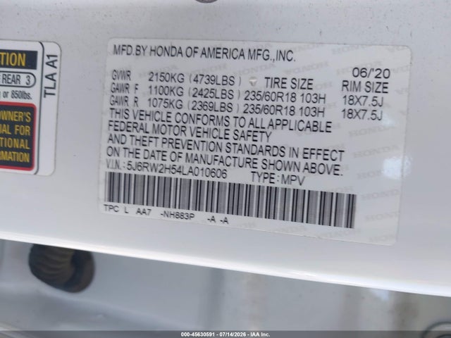 Honda Cr-v Awd Ex 2020 5J6RW2H54LA010606 Image 9