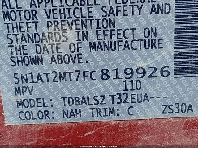 Nissan Rogue Sl 2015 5N1AT2MT7FC819926 Image 9