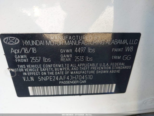 Hyundai SONATA SE 2018 5NPE24AF4JH704510 Image 9