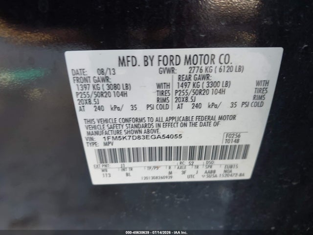 Ford EXPLORER XLT 2014 1FM5K7D83EGA54055 Image 9