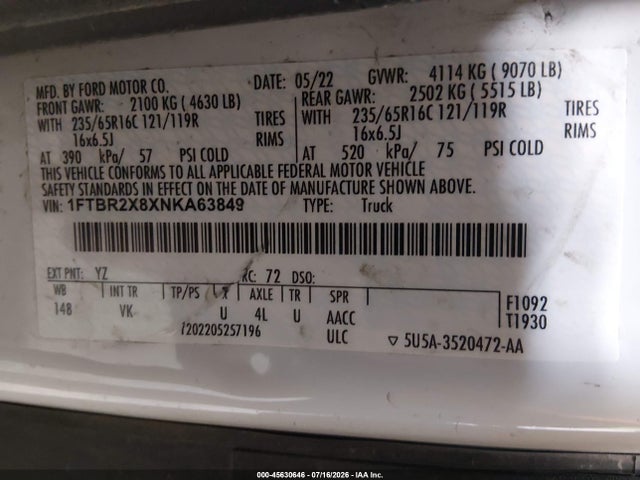 Ford Transit-250 2022 1FTBR2X8XNKA63849 Image 9