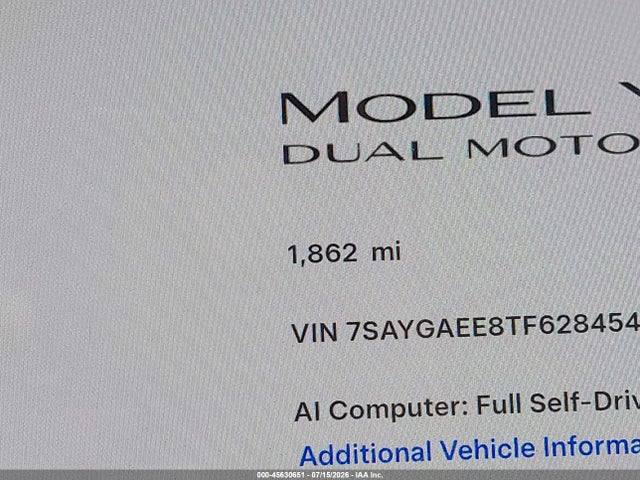 Продажа на аукционе авто 2026 Tesla Model Y All-wheel Drive/long Range Launch Series/premium All-wheel Drive, vin: 7SAYGAEE8TF628454, номер лота: 45630651