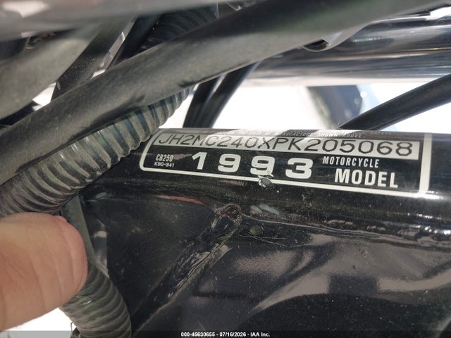 Aukcja sprzedaży 1993 Honda Cb250, vin: JH2MC240XPK205068, numer aukcji: 45630655