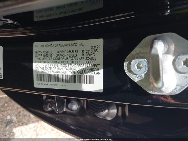 Продажа на аукционе авто 2021 Honda Accord Ex-l, vin: 1HGCV1F58MA050489, номер лота: 45630686