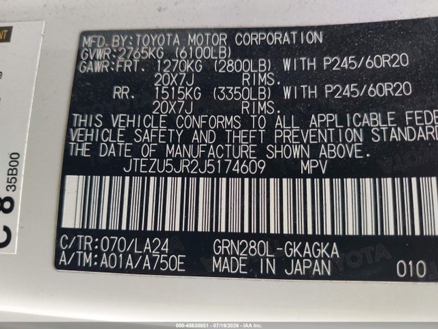 Toyota 4runner Limited 2018 JTEZU5JR2J5174609 Image 9