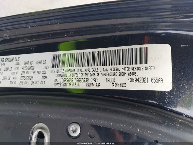 Продажа на аукционе авто 2013 Ram 1500 Slt, vin: 1C6RR6GG1DS665638, номер лота: 45630862