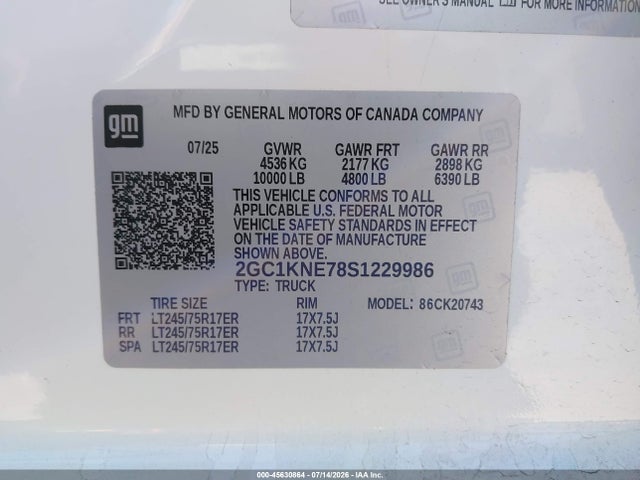 2GC1KNE78S1229986 Chevrolet Silverado 2500hd 4wd Standard Bed Lt