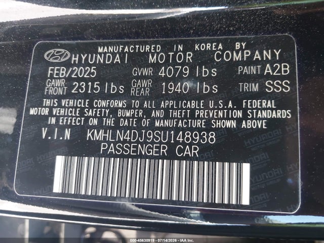 Продажа на аукционе авто 2025 Hyundai Elantra Hybrid Limited, vin: KMHLN4DJ9SU148938, номер лота: 45630919
