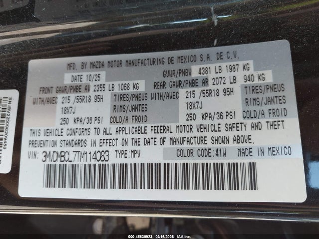 45630923 :رقم المزاد ، 3MVDMBCL7TM114083 vin ، 2026 Mazda Cx-30 2.5 S Aire Edition مزاد بيع
