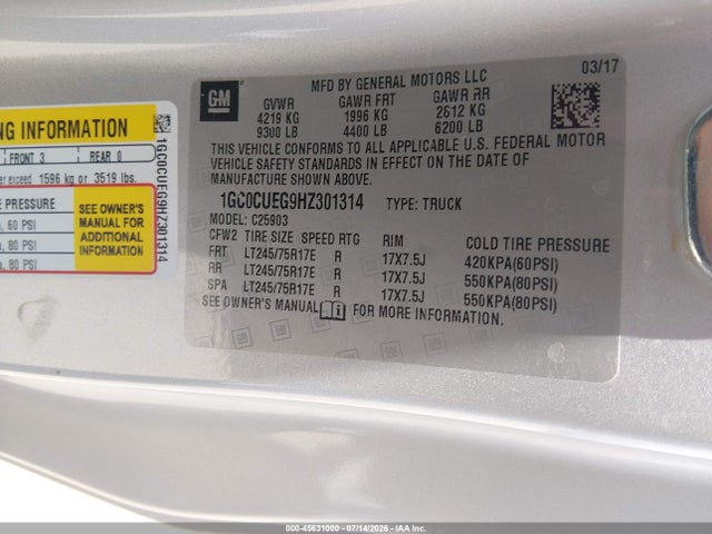 1GC0CUEG9HZ301314 Chevrolet Silverado 2500hd Work Truck