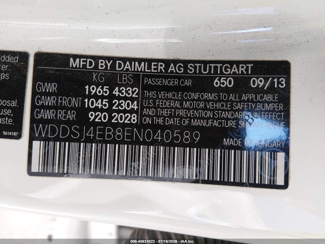 Mercedes-Benz CLA 250 2014 WDDSJ4EB8EN040589 Image 9