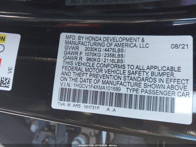 1HGCV1F4XMA101689 Honda Accord Sport Special Edition