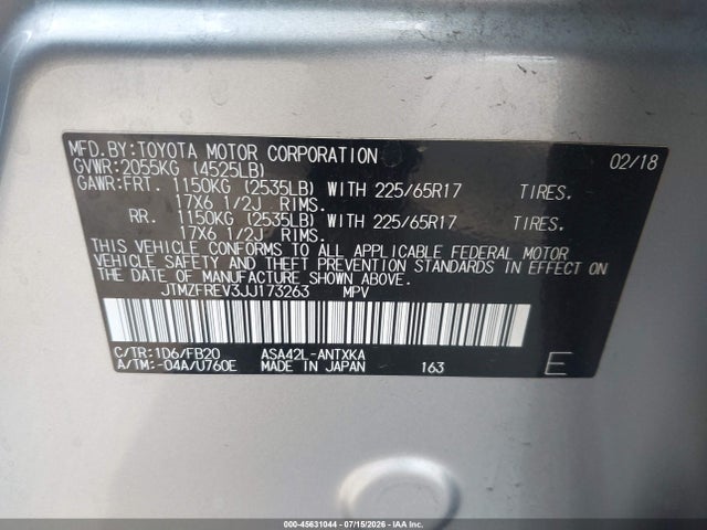 JTMZFREV3JJ173263 Toyota RAV4 LE