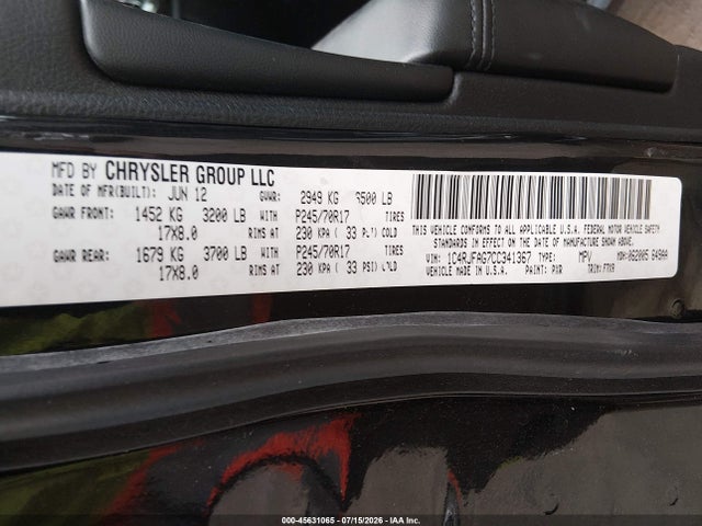 2012 Jeep Grand Cherokee Laredo მანქანა იყიდება აუქციონზე, vin: 1C4RJFAG7CC341367, აუქციონის ნომერი: 45631065
