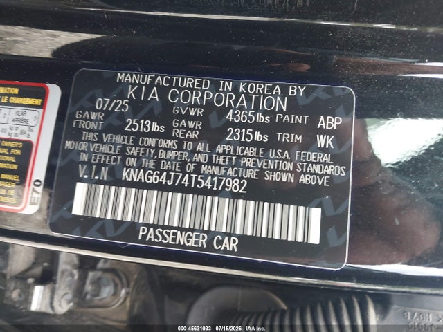KNAG64J74T5417982 KIA K5 Gt-line Fwd