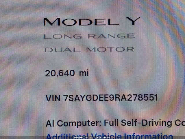 Aukcja sprzedaży 2024 Tesla Model Y Long Range Dual Motor All-wheel Drive, vin: 7SAYGDEE9RA278551, numer aukcji: 45631121