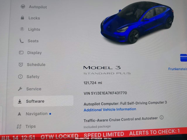 45631199 :رقم المزاد ، 5YJ3E1EA7KF431770 vin ، 2019 Tesla Model 3 Long Range/mid Range/standard Range/standard Range Plus مزاد بيع