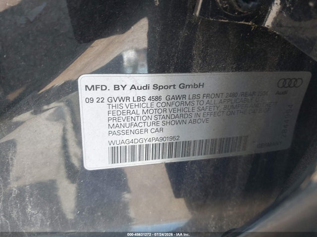 WUAG4DGY4PA901952 Audi Rs 3 Tfsi Quattro S Tronic