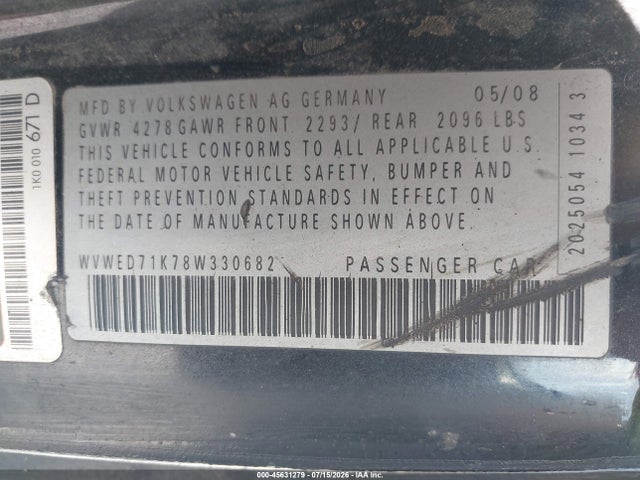 Продаж на аукціоні авто 2008 Volkswagen Gti 2-door, vin: WVWED71K78W330682, номер лоту: 45631279
