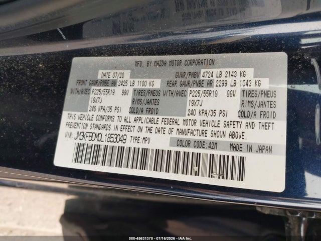 Продажа на аукционе авто 2020 Mazda Cx-5 Grand Touring, vin: JM3KFBDM0L1853049, номер лота: 45631370