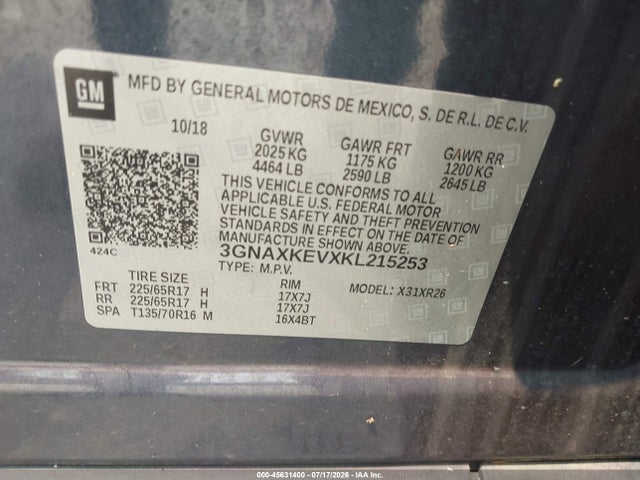 Chevrolet EQUINOX LT 2019 3GNAXKEVXKL215253 Image 9
