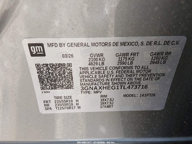 3GNAXHEG1TL473716 Chevrolet Equinox Fwd Lt