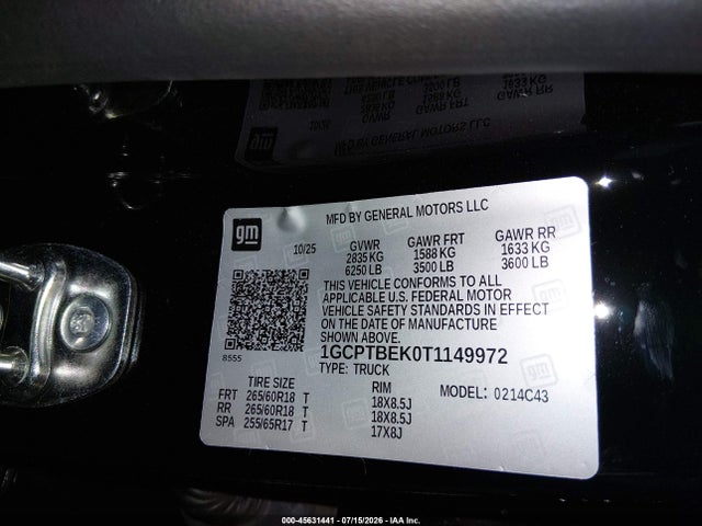 1GCPTBEK0T1149972 Chevrolet Colorado Wt