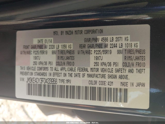 Aukcja sprzedaży 2015 Mazda Cx-5 Grand Touring, vin: JM3KE4DY3F0433958, numer aukcji: 45631482