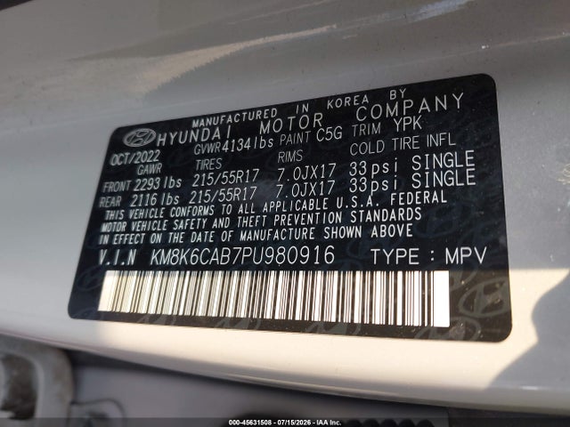 Продаж на аукціоні авто 2023 Hyundai Kona Sel, vin: KM8K6CAB7PU980916, номер лоту: 45631508