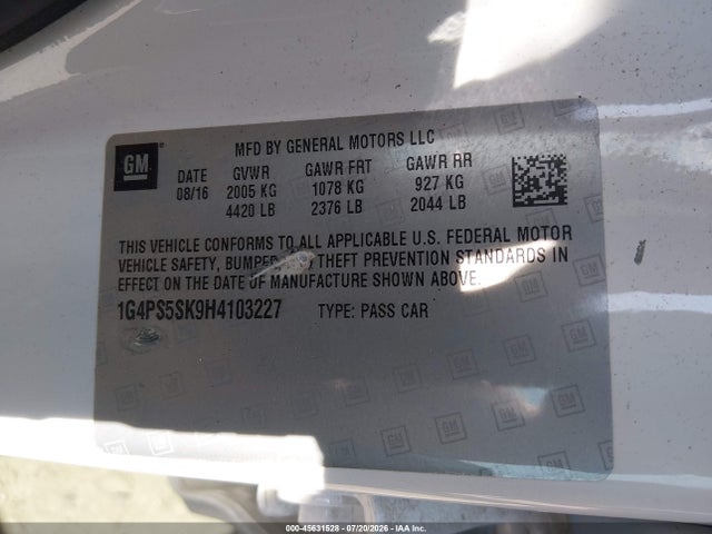 Aukcja sprzedaży 2017 Buick Verano Leather Group, vin: 1G4PS5SK9H4103227, numer aukcji: 45631528
